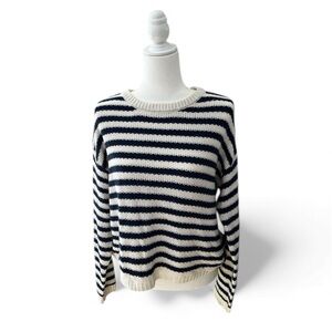 Cyrus Navy and Cream Striped Sweater- Large